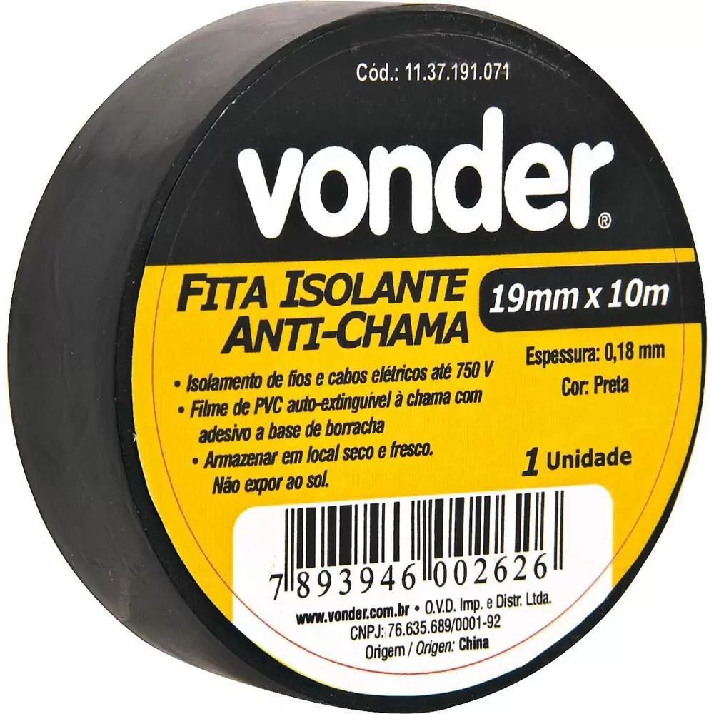 Fita Isolante Preta 19×10