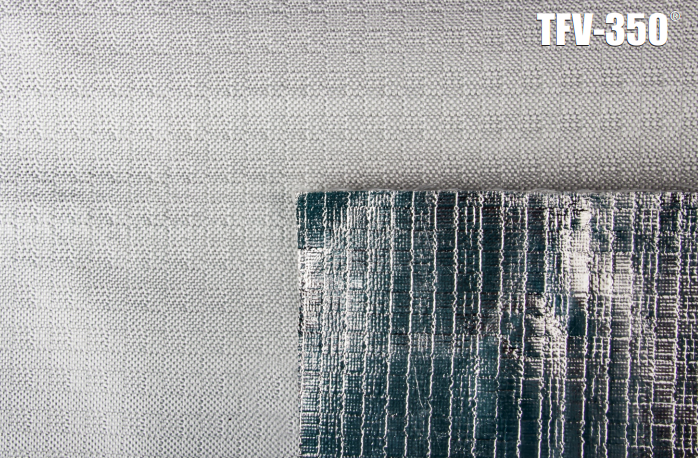 Tecido anti-chama a base de fibra de vidro aluminizado TFV 350