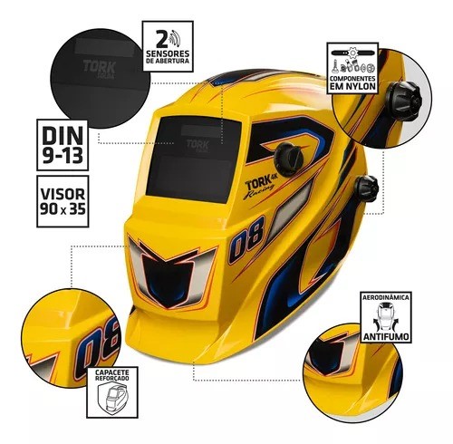 MÁSCARA DE SOLDA VISOR 4K TORK RACING